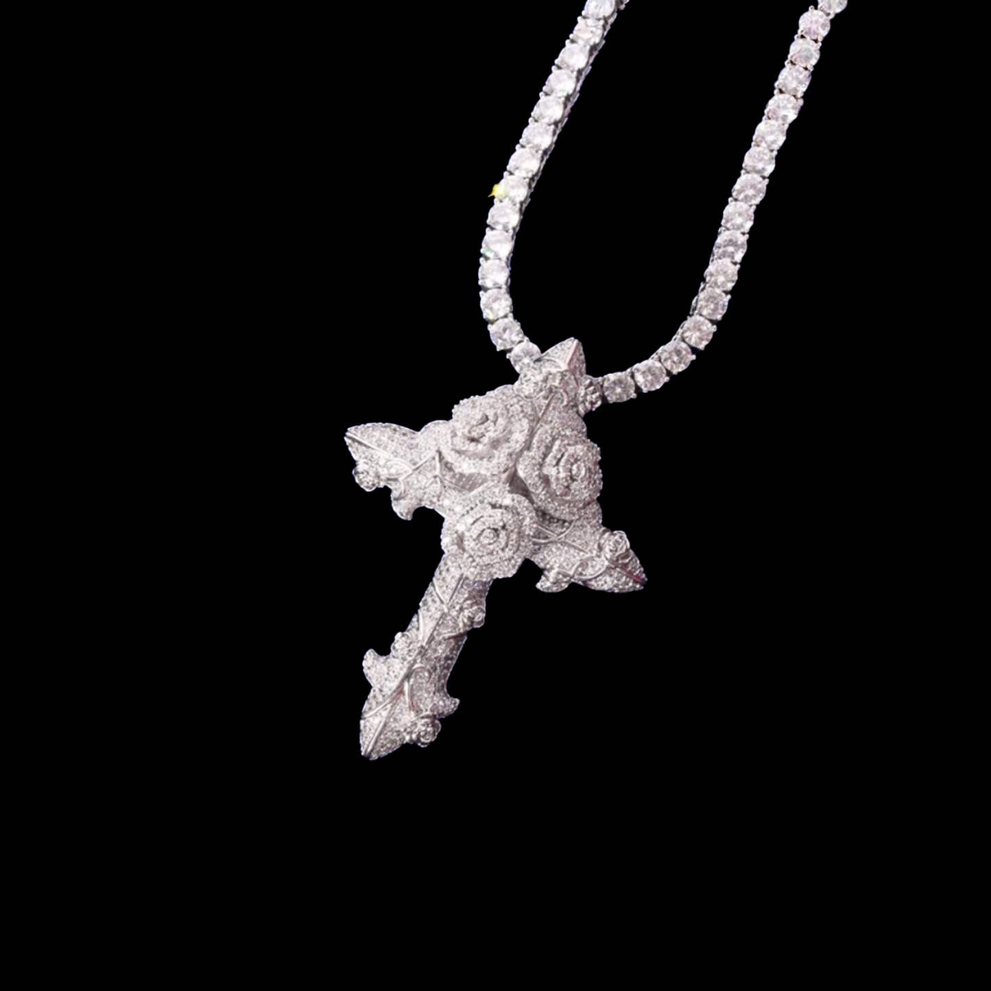 Flower Cross Pendant Necklace