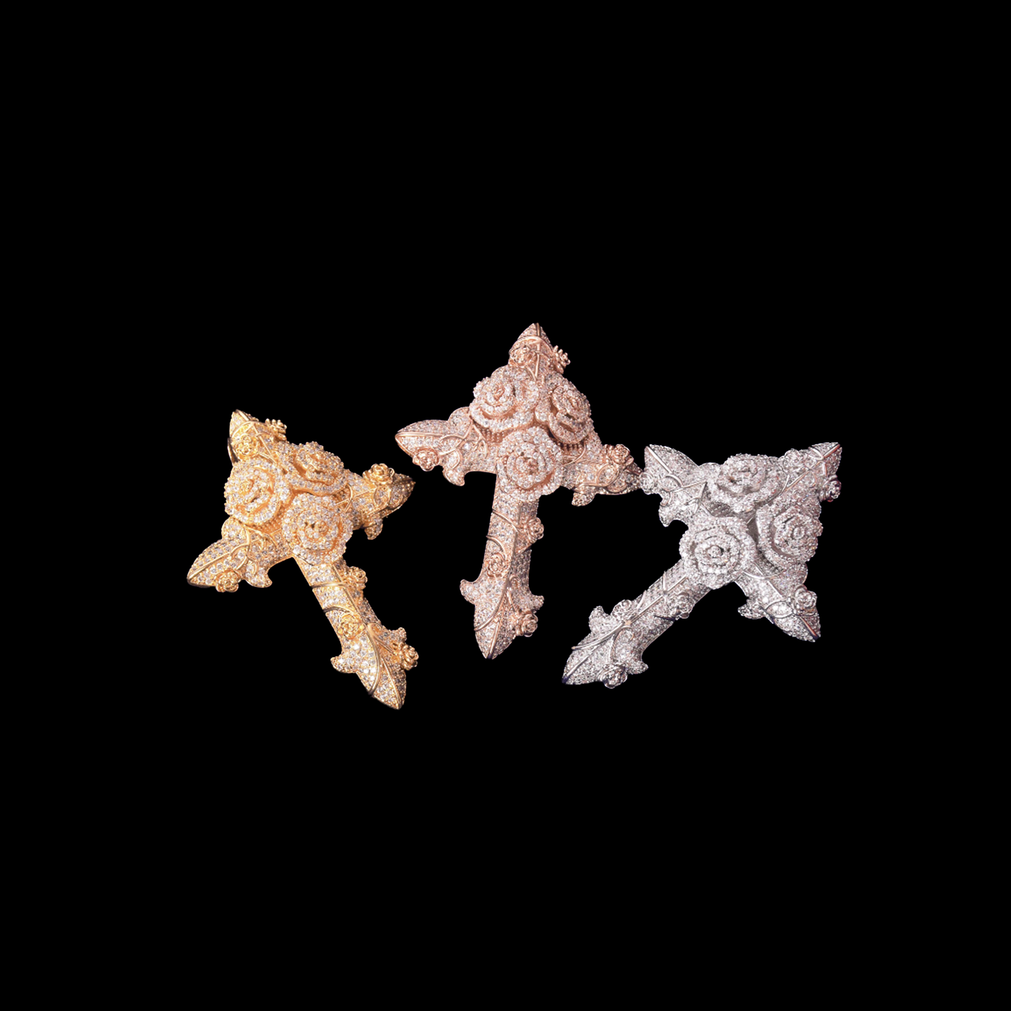 Flower Cross Pendant Necklace