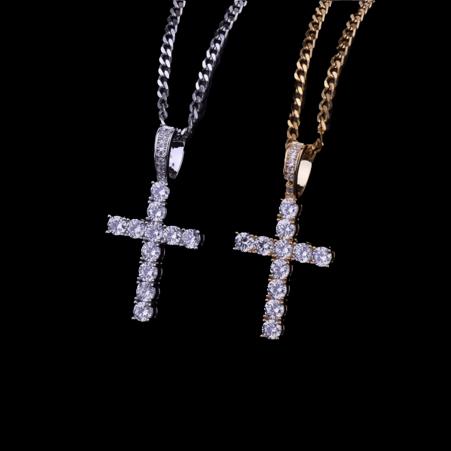 Tennis Cross Pendant Necklace