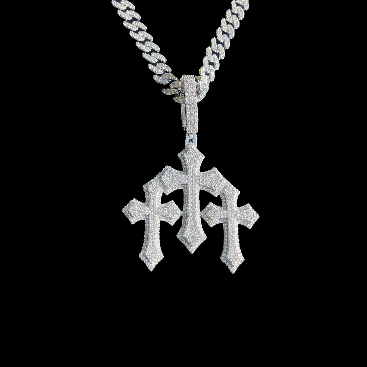 Triple Cross Pendant Necklace